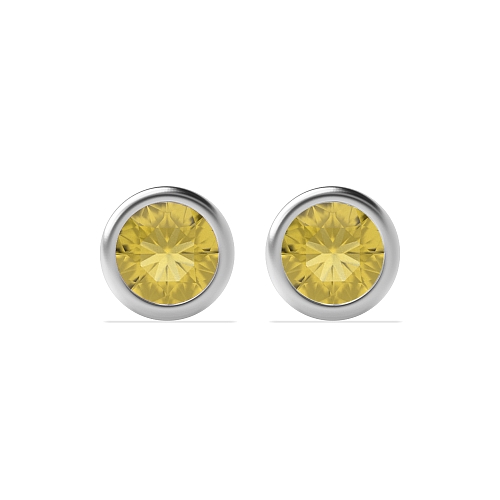 Bezel Setting Delicate Topaz Diamond Earrings