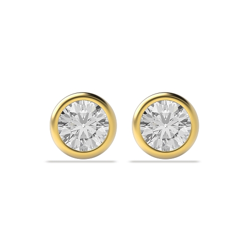 Bezel Setting Yellow Gold Delicate Diamond Earrings
