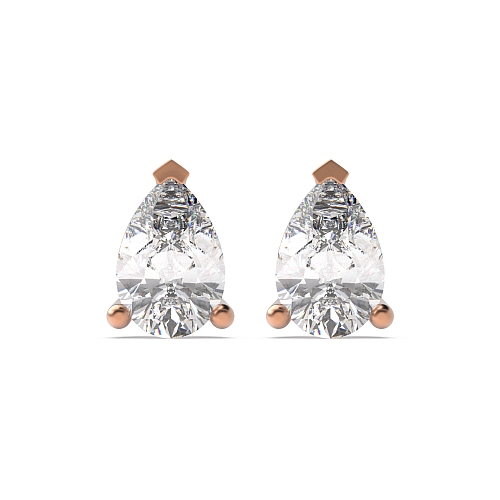 3 Prong Rose Gold Tear drop Diamond Earrings