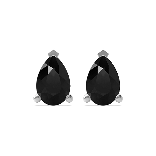 3 Prong Tear drop Black Diamond Earrings