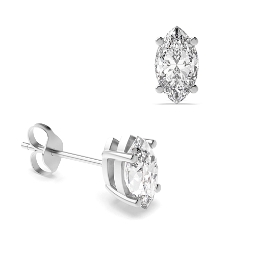 3 Prong Marquise tear drop Stud Earrings