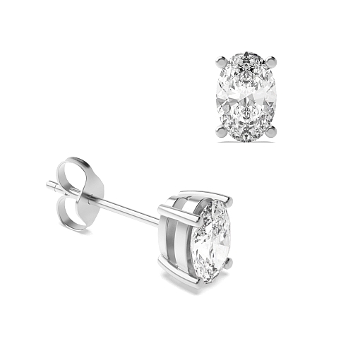 3 Prong Oval Tear drop Diamond Earrings