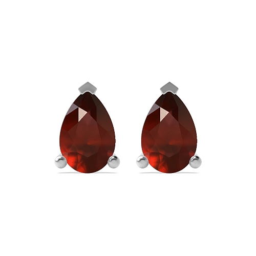 3 Prong Tear drop Garnet Diamond Earrings