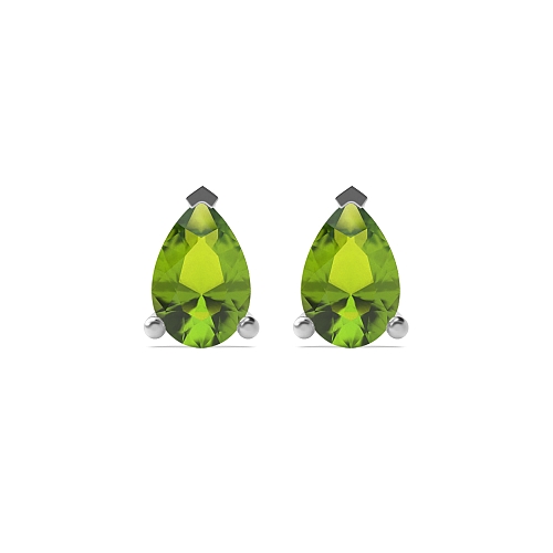 3 Prong Tear drop Peridot Diamond Earrings