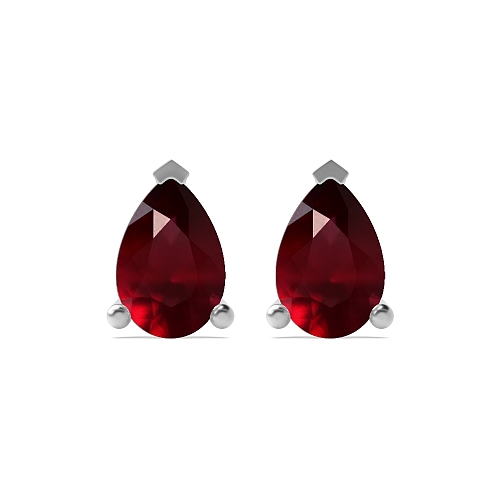 3 Prong Tear drop Ruby Diamond Earrings