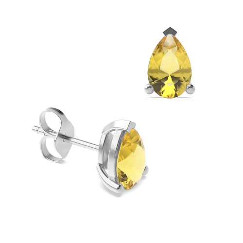 3 Prong Tear drop Topaz Diamond Earrings