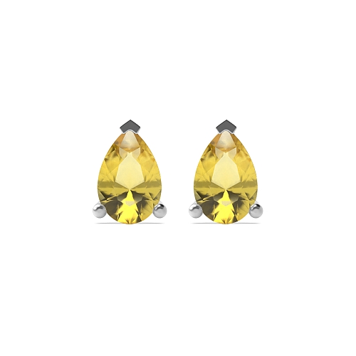3 Prong Tear drop Topaz Diamond Earrings