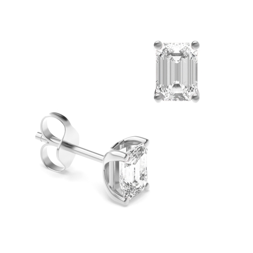 Emerald Lab Grown Diamond Stud Earring Rose / White Gold & Platinum