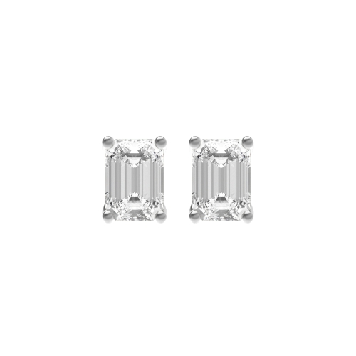 4 Prong Emerald Platinum Stud Earrings