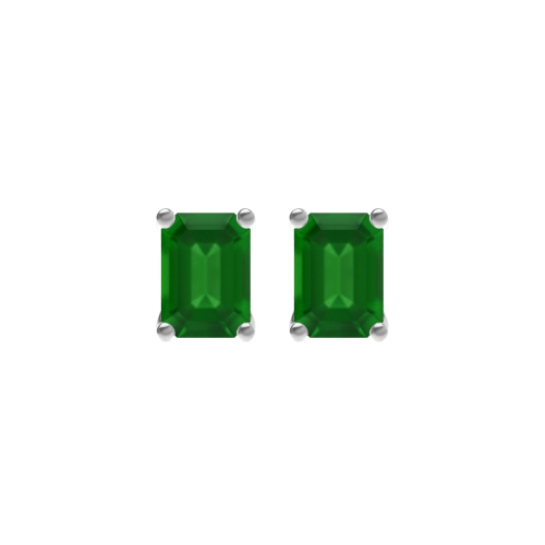 4 Prong Orbit Emerald Stud Earrings