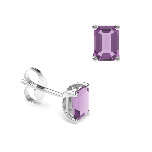 4 Prong Classic Amethyst Diamond Earrings