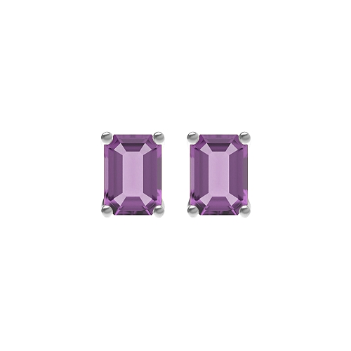 4 Prong Classic Amethyst Diamond Earrings