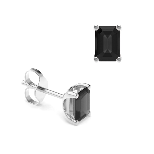 4 Prong Classic Black Diamond Earrings