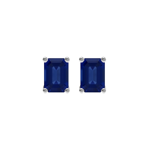 4 Prong Classic Blue Sapphire Diamond Earrings
