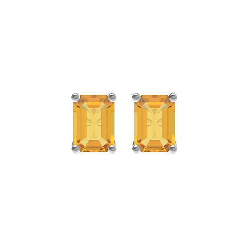 4 Prong Classic Citrine Stud Diamond Earrings