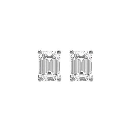 4 Prong Emerald Platinum classic Stud Earrings