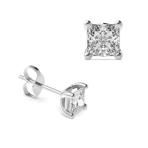 4 Prong Princess Classic Diamond Earrings
