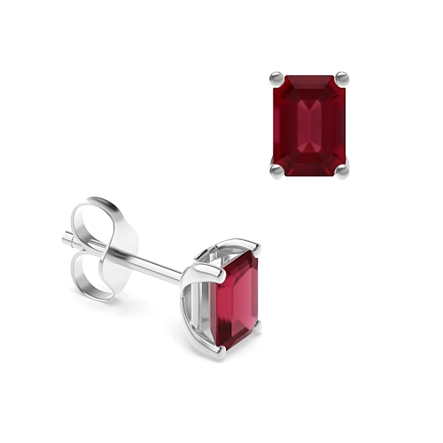 4 Prong Classic Ruby Diamond Earrings