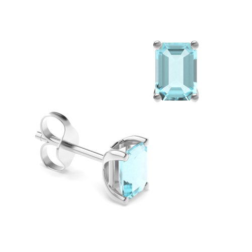 Emerald Diamond Stud Earring Rose Or White Gold And Platinum