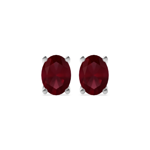 4 Prong Oval Quad Ruby Stud Earrings