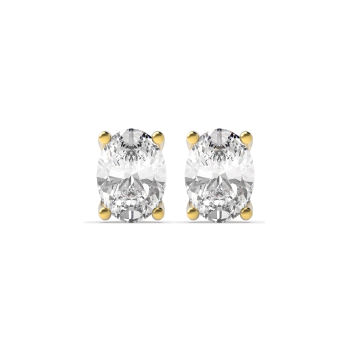 4 Prong Oval Yellow Gold Stud Earrings