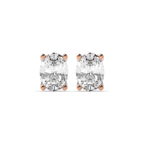 4 Prong Oval Rose Gold Shaped Diamond Earrings