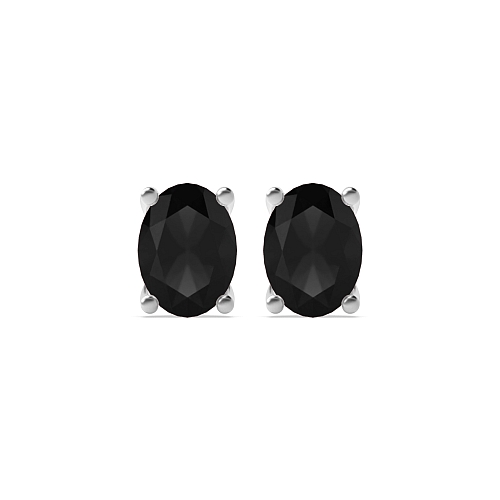 4 Prong Oval Shaped Black Diamond Earrings