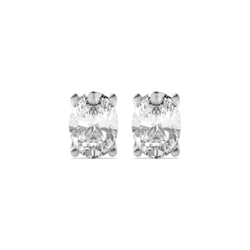 4 Prong Oval Platinum shaped Stud Earrings