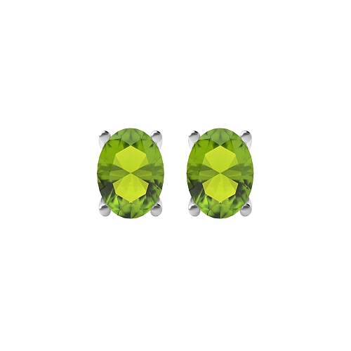 4 Prong Oval Shaped Peridot Diamond Earrings