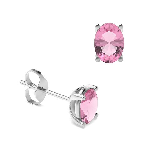 4 Prong Oval Shaped Tourmaline Diamond Earrings