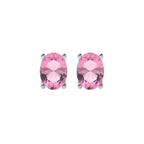 4 Prong Oval Shaped Tourmaline Diamond Earrings