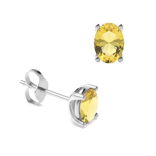 4 Prong Oval Shaped Topaz Diamond Earrings
