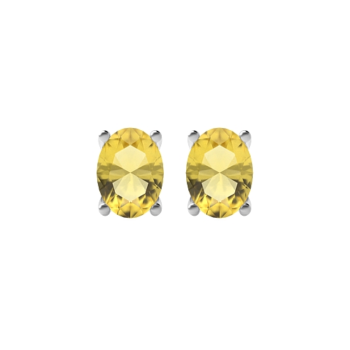 4 Prong Oval Shaped Topaz Diamond Earrings