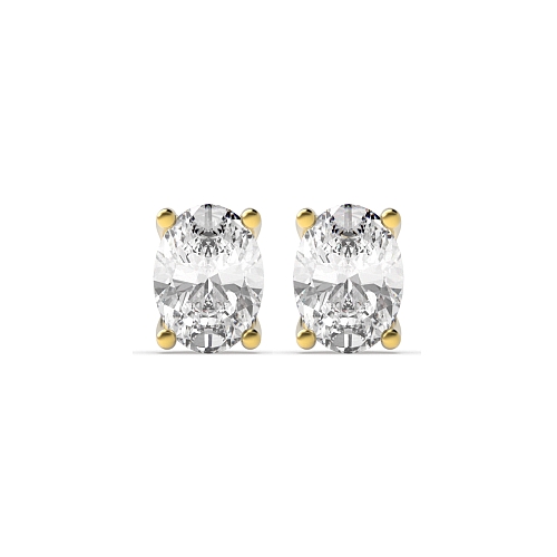 4 Prong Oval Yellow Gold Shaped Diamond Earrings