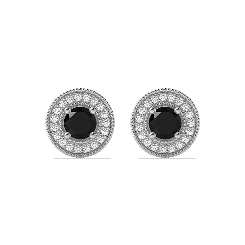 4 Prong Round Antique Black Diamond Earrings