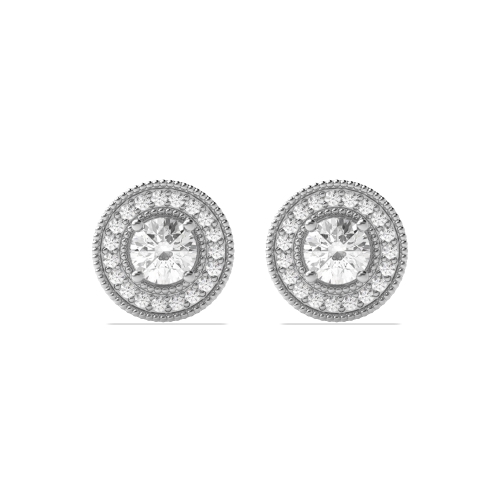 4 Prong Round White Gold antique Stud Earrings