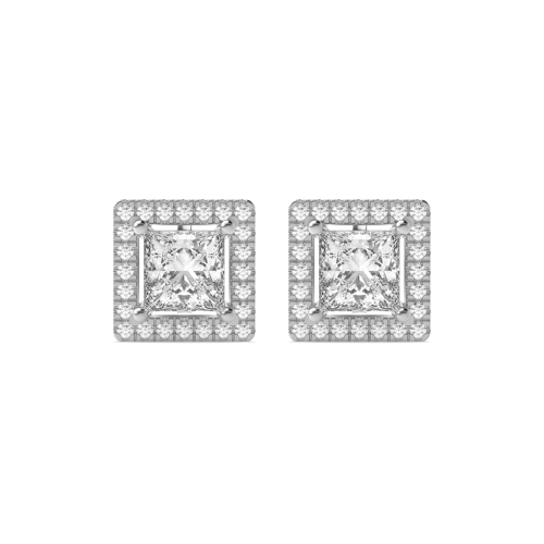 4 Prong Princess White Gold Quad Stud Earrings