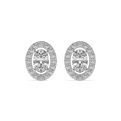 4 Prong Oval Halo Diamond Earrings