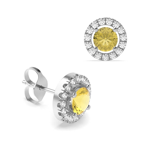 4 Prong Halo Topaz Diamond Earrings