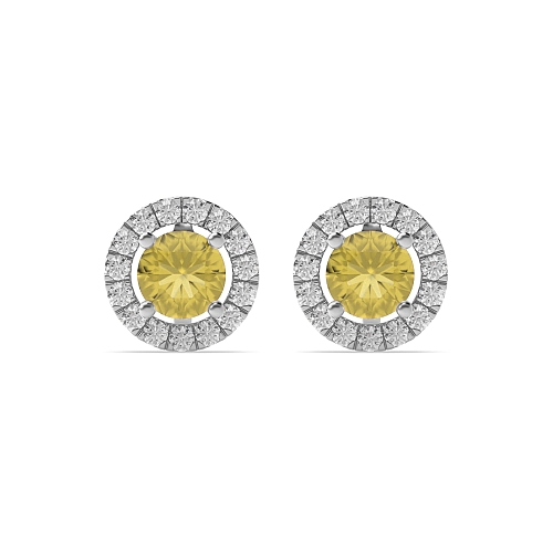 4 Prong Halo Topaz Diamond Earrings