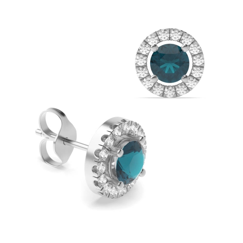 Indulge in elegance with Round Shape Classic Birthstone Halo Earrings