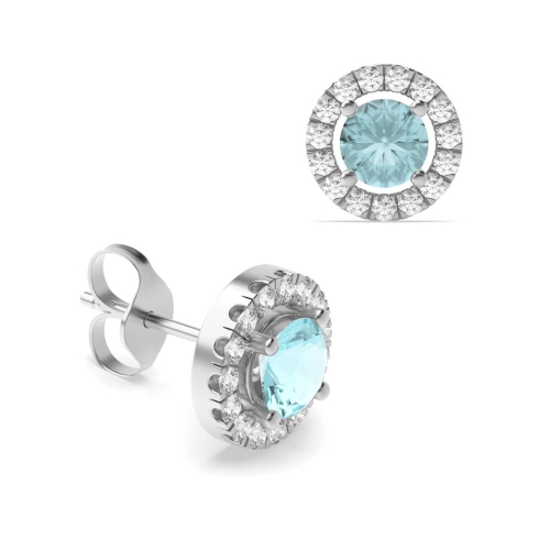 Indulge in elegance with Round Shape Classic Birthstone Halo Earrings