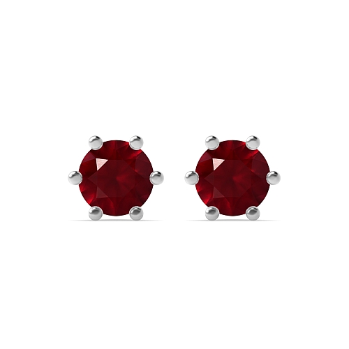 6 Prong Round Open set Ruby Diamond Earrings