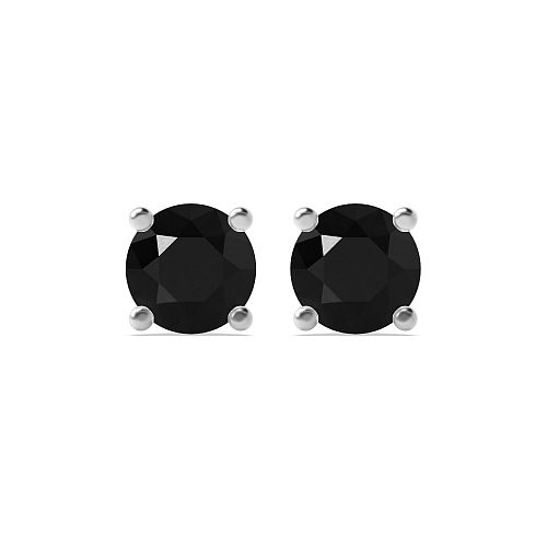 4 Prong Round Open claws Black Diamond Earrings