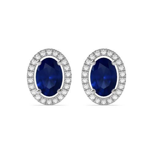 4 Prong Oval elegant Blue Sapphire Stud Earrings