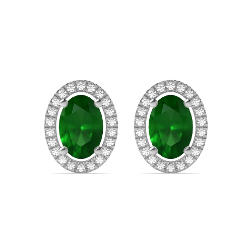 4 Prong Oval elegant Emerald Stud Earrings