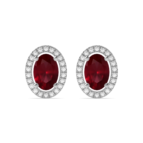 4 Prong Oval elegant Ruby Stud Earrings