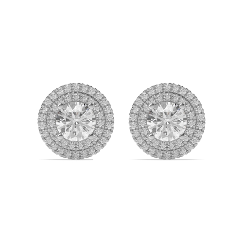 4 Prong Round White Gold Stud Earrings