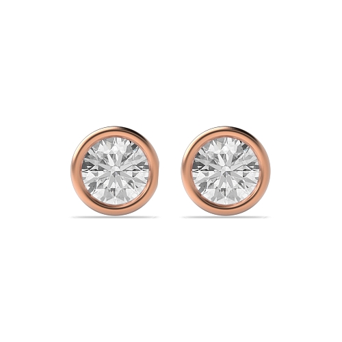Bezel Setting Round Rose Gold contemporary Diamond Earrings