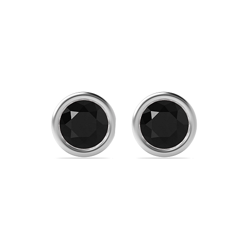 Bezel Setting Round contemporary Black Diamond Earrings
